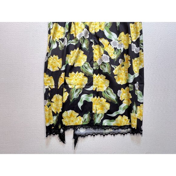 NWT Grace Karin Womens Floral Bodycon Dress Size 2XL Black Yellow Midi Slit Lace - Picture 13 of 15